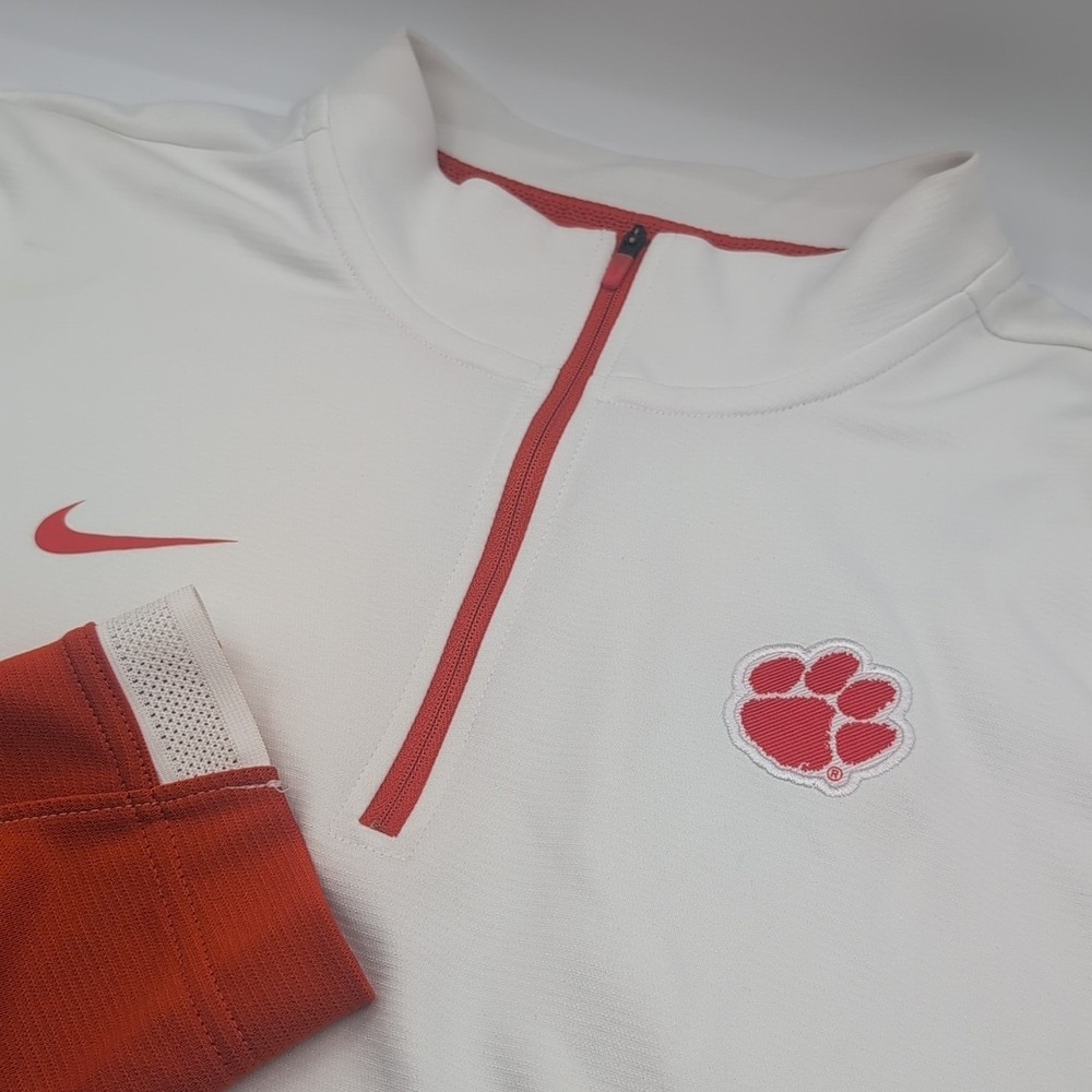 Clemson Tigers Nike Quarter Zip Dri Fit Pullover Mens L White CQ5687-100